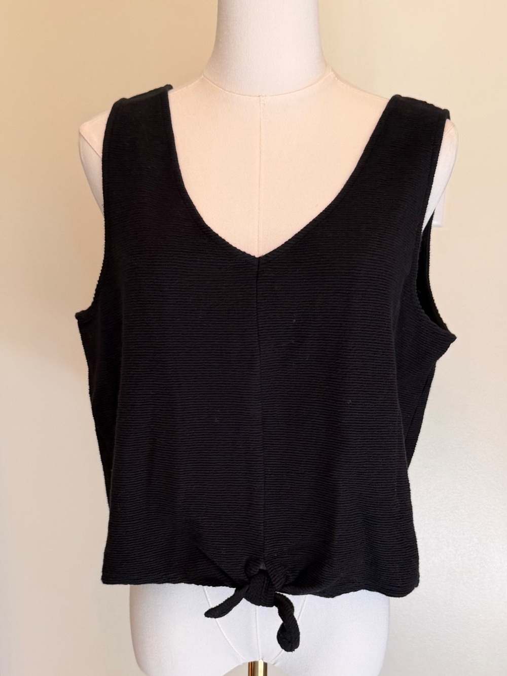 Madewell V-Neck Black Tie-Front Tank Top - Women